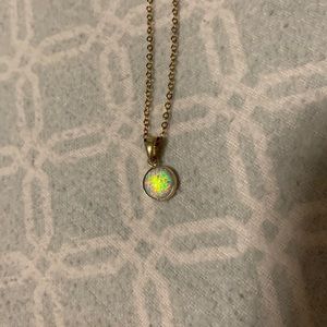 Gold Opal pendant necklace and chain